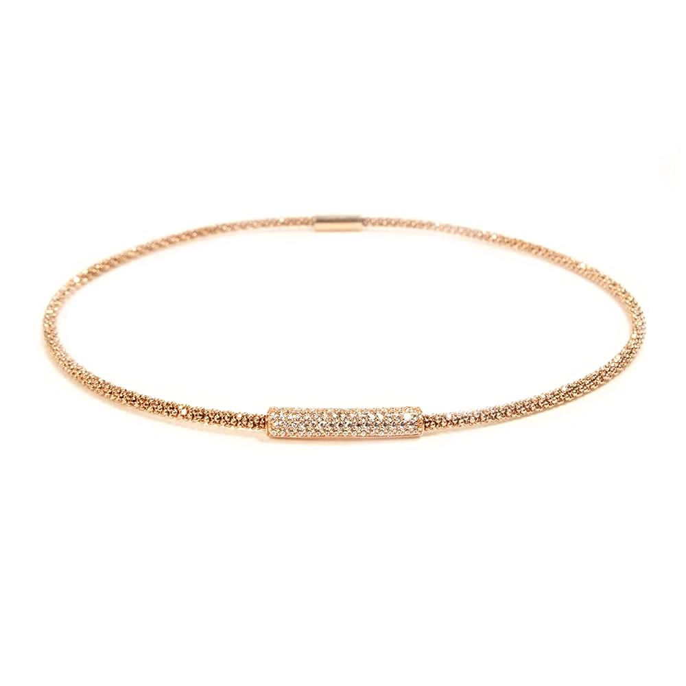 Rose Gold Mesh Necklace CZ | Vamp London Jewellery