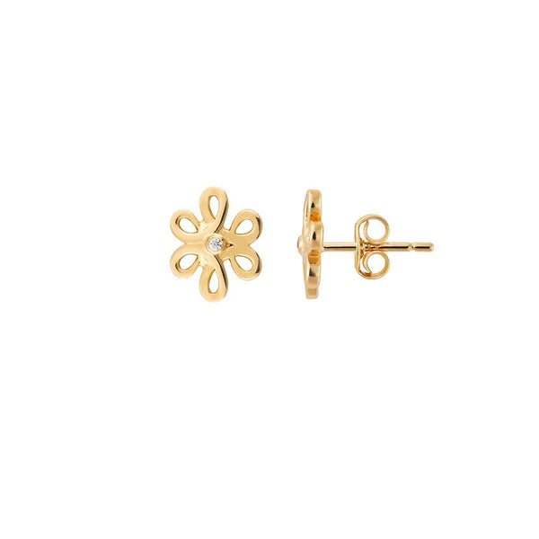 Yellow Gold Flower Studs | Vamp London Jewellery