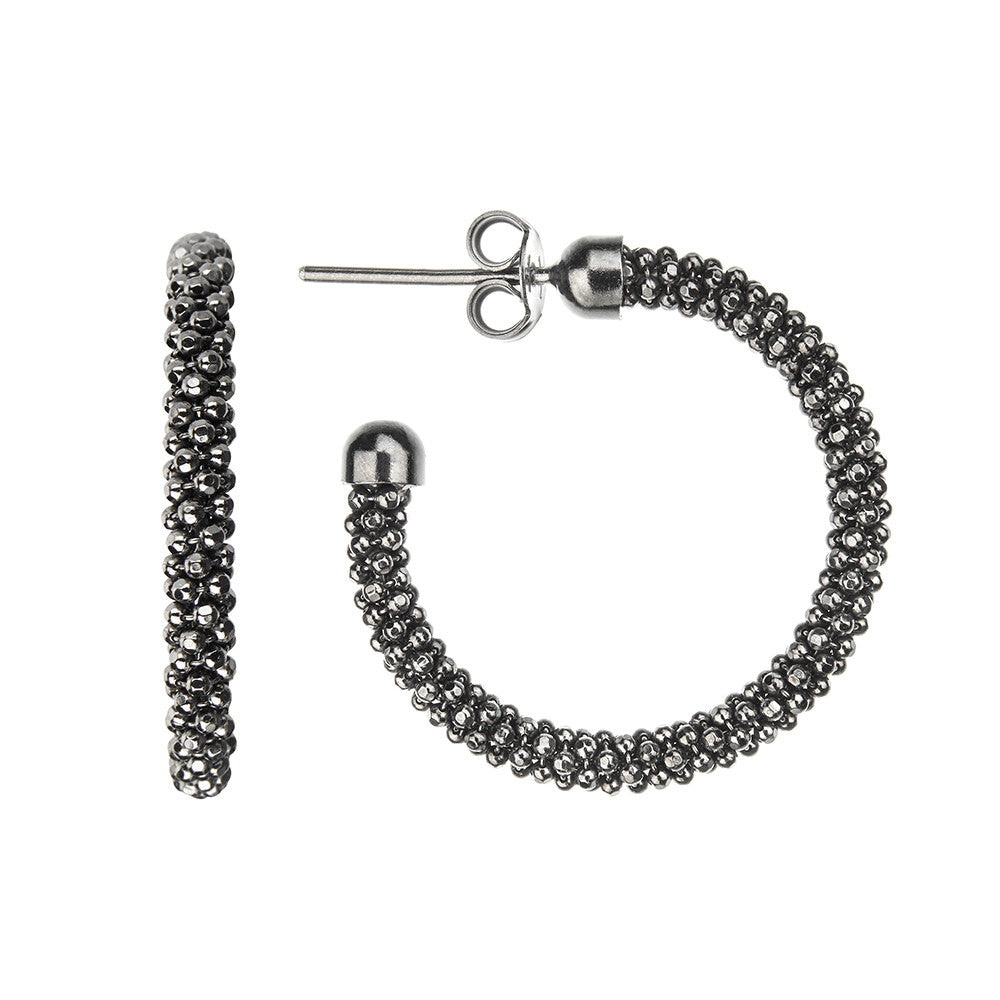 Oxidised Mesh Hoops | Vamp London Jewellery