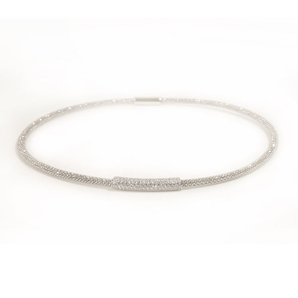 Silver Mesh Necklace CZ | Vamp London Jewellery