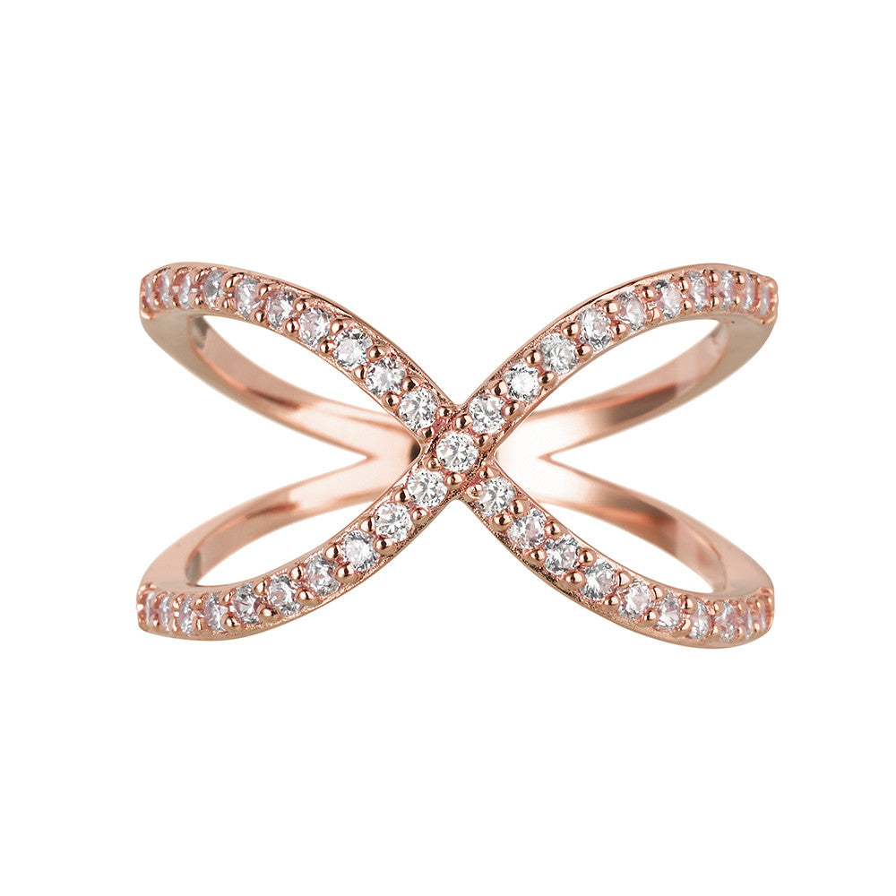 Rose Gold Crossover Ring | Vamp London Jewellery