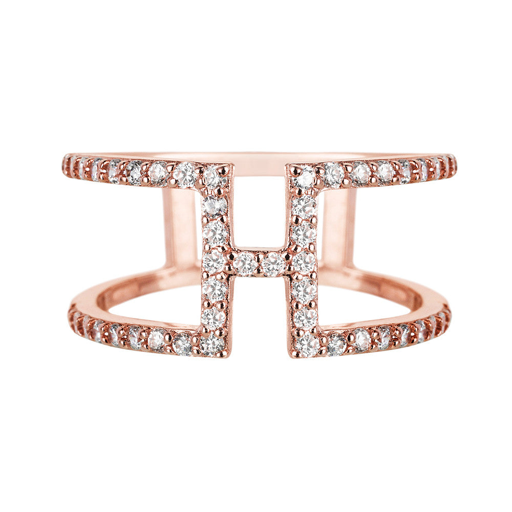 Rose Gold H Ring | Vamp London Jewellery