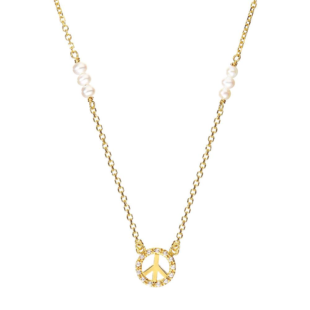 Symbolic Peace Yellow Gold Necklace | Vamp London Jewellery