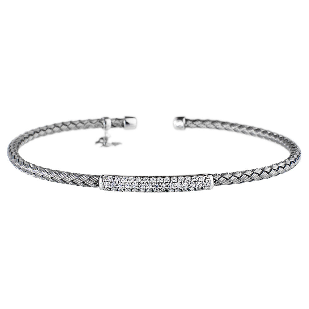 Oxidised Bracelet CZ Bar | Vamp London Jewellery